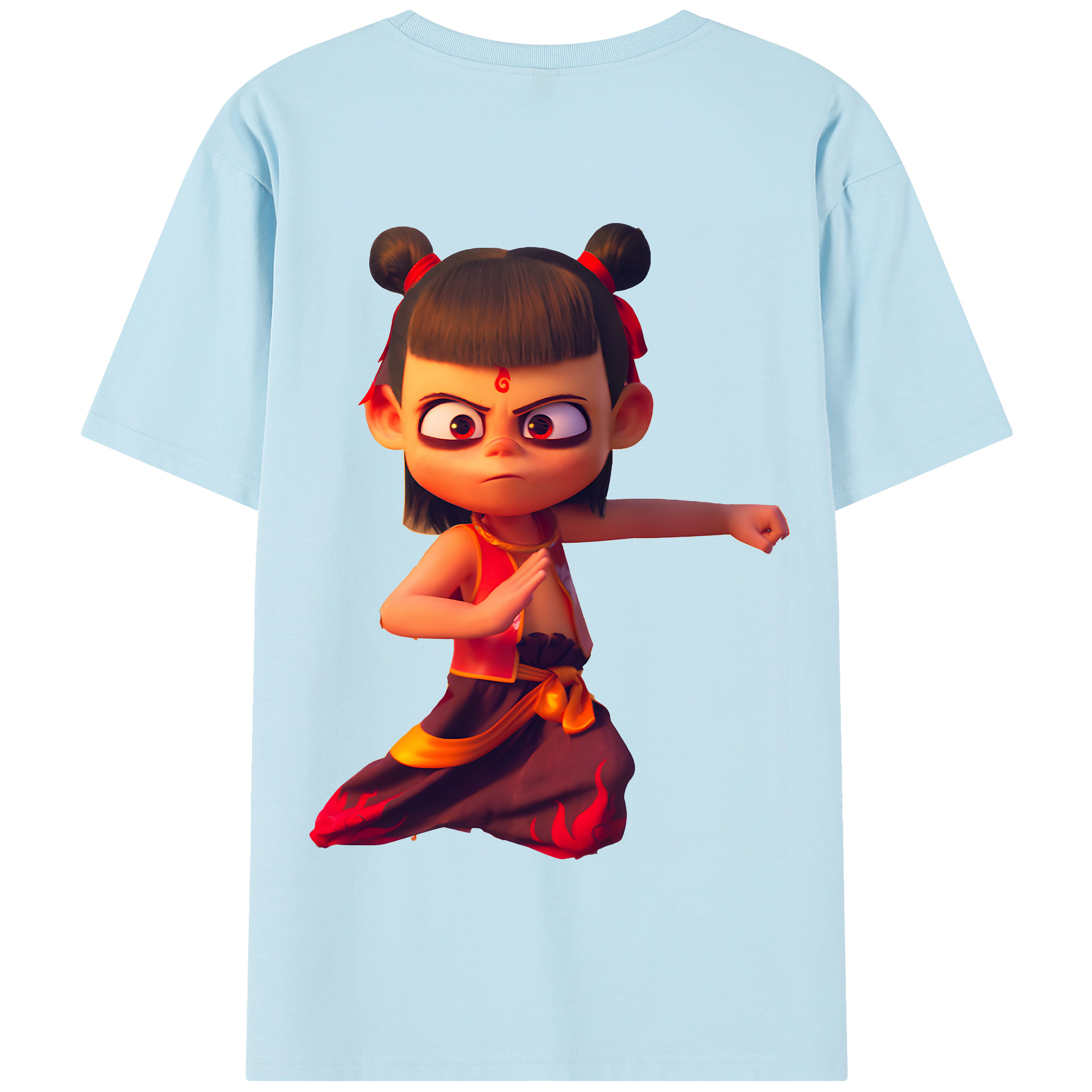 （画像用） Ne Zha 2 ナタ 魔童の大暴れ 綿100％半袖Tシャツ（背面プリント）
